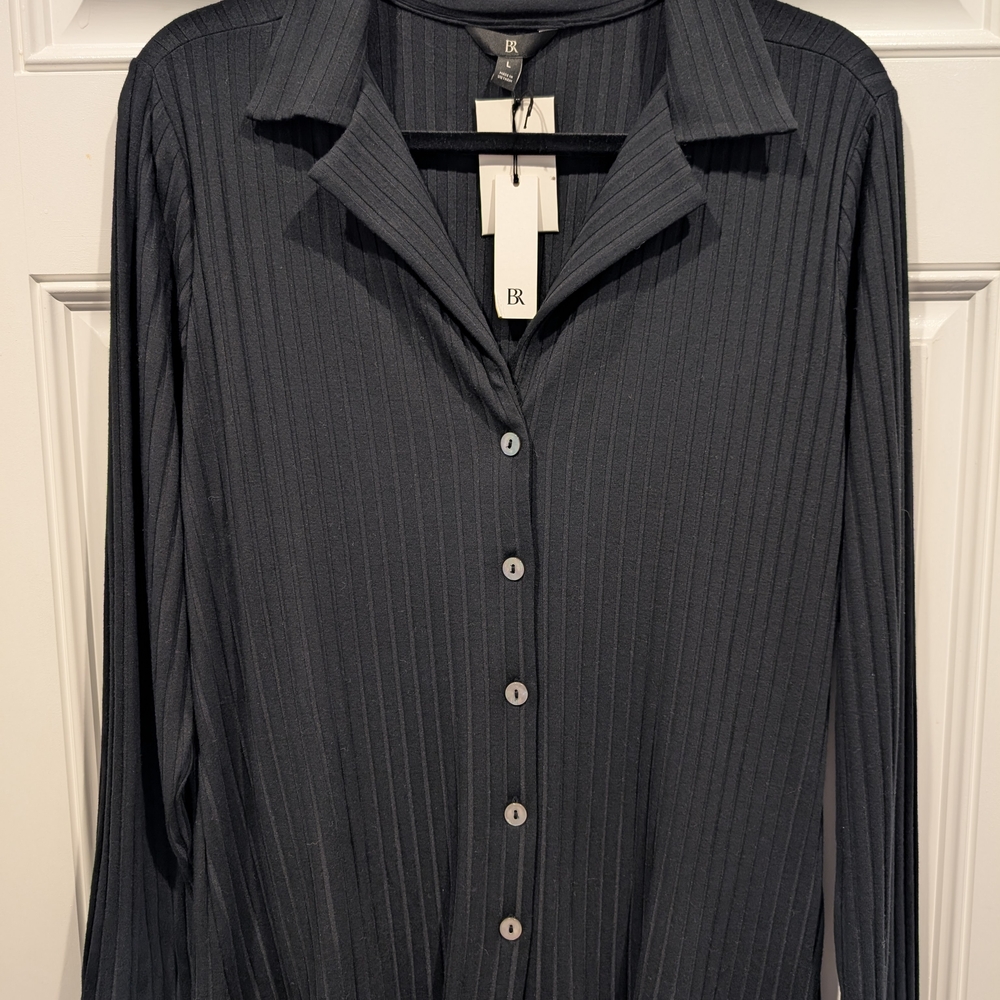 NWT - Banana Republic Black Ribbed Resort Shirt